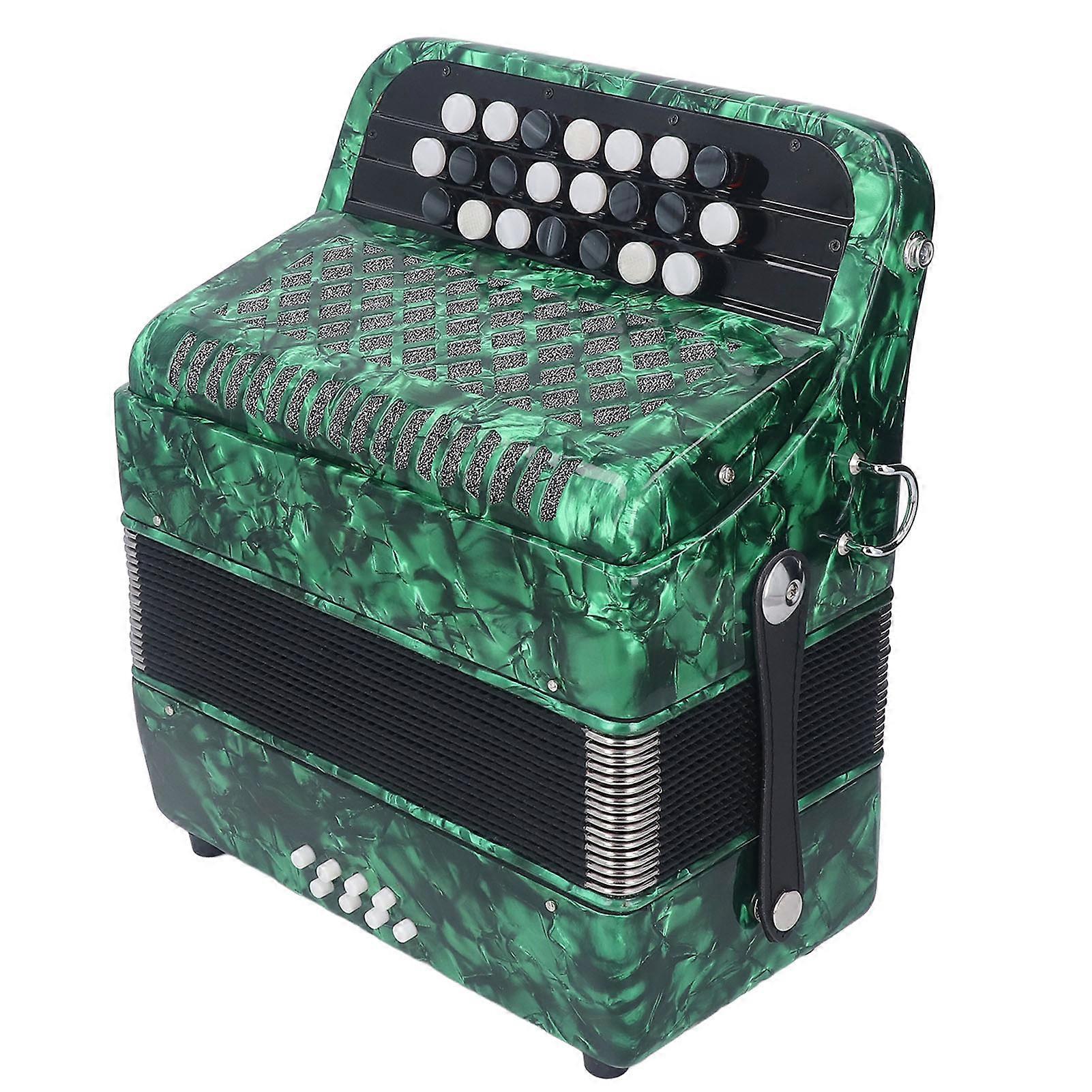 22 Key 8 Bass Accordion Professional Anti Slip Sensitive Button Accordion Musical Instrument with Strap Green