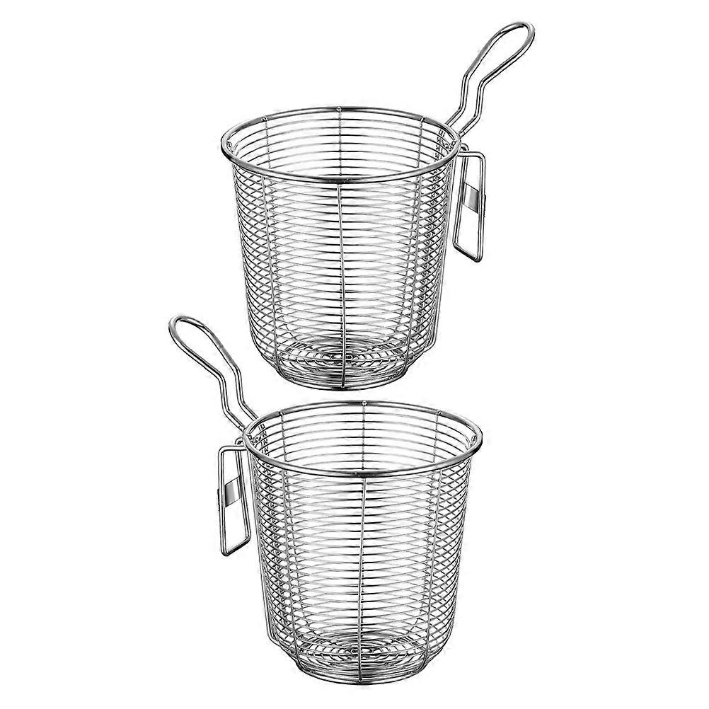 Kitchen Mesh Strainer Pasta Strainer Stainless Steel For Multi-scenario Use Square Basket Shape Space Saving Storage 2Pcs