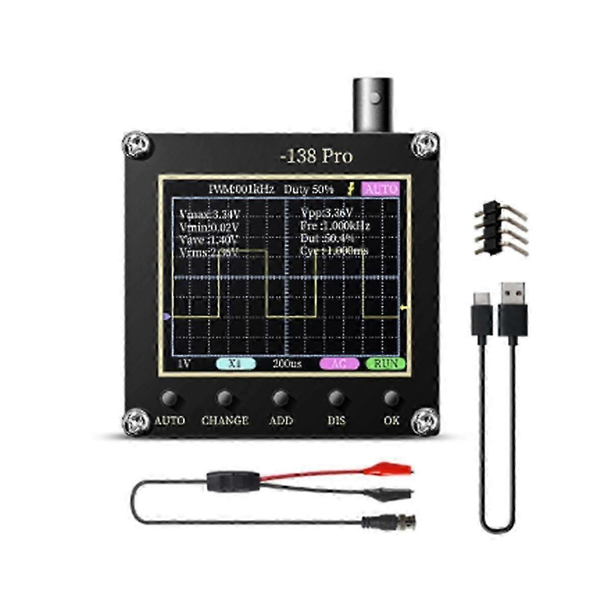 138 PRO Handheld Digital Oscilloscope, 200KSa/s, 368-1KHz Analog Bandwidth, Auto, 80KHz PWM and FIR
