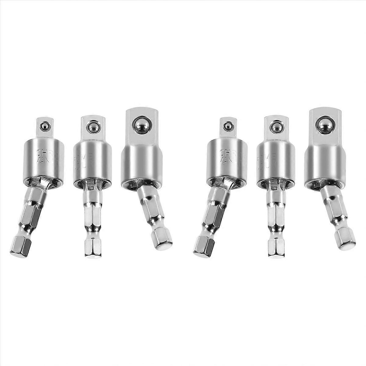 6 Pack Impact Grade Socket Adapter 360-Degree Universal Joint Swivel Socket Set, Socket to Drill Ada