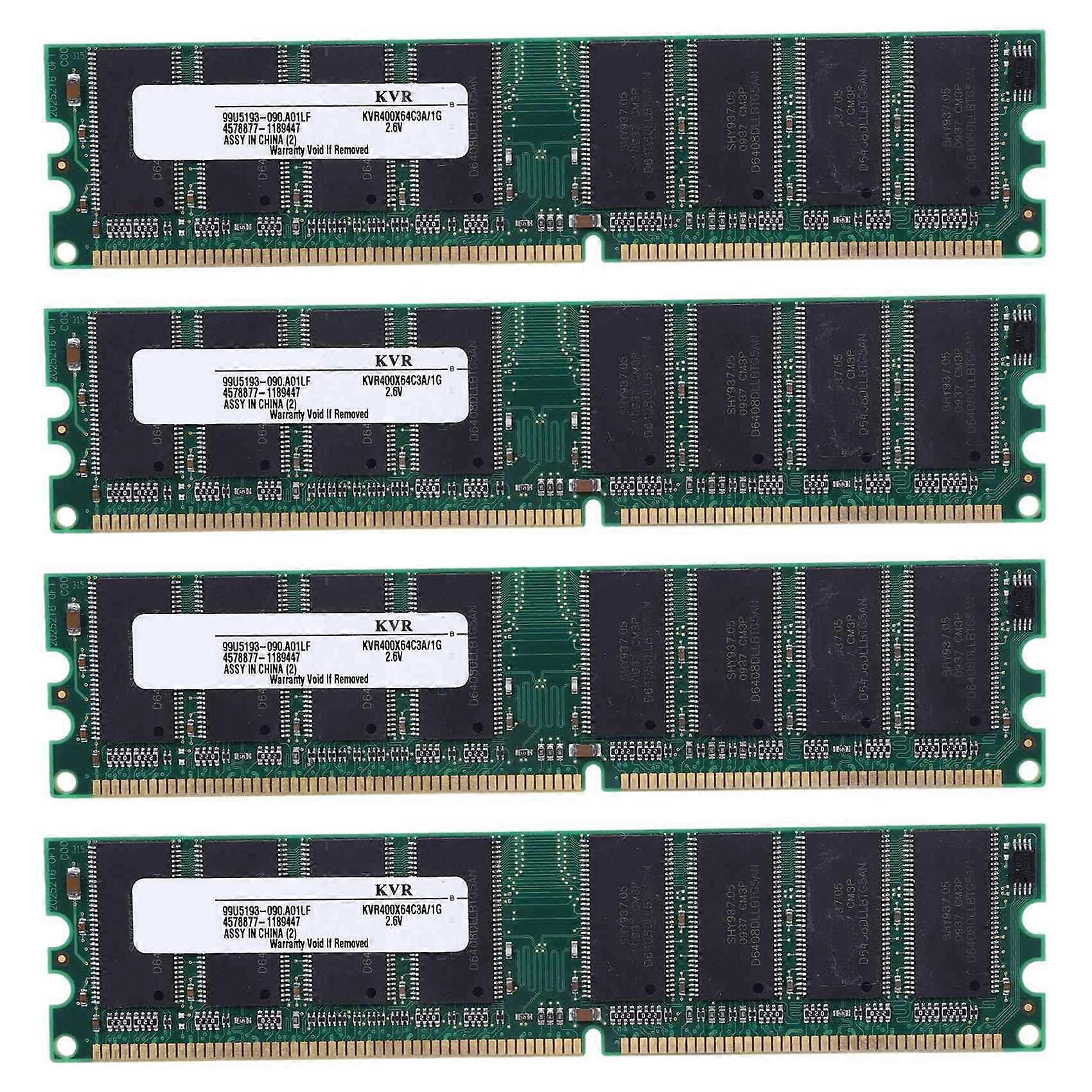 4X 2.6V DDR 400MHz 1GB Memory 184Pins PC3200 Desktop for RAM CPU GPU APU Non-ECC CL3 DIMM