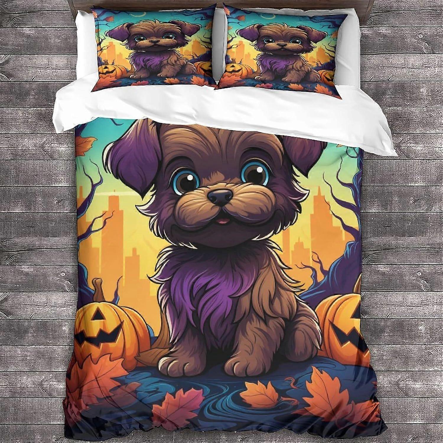 LikeEj الفراش للفتيات الأولاد نمط لحاف غطاء غطاء السرير 3 قطعة هالوين غطاء لحاف مجموعة للسرير مزدوج