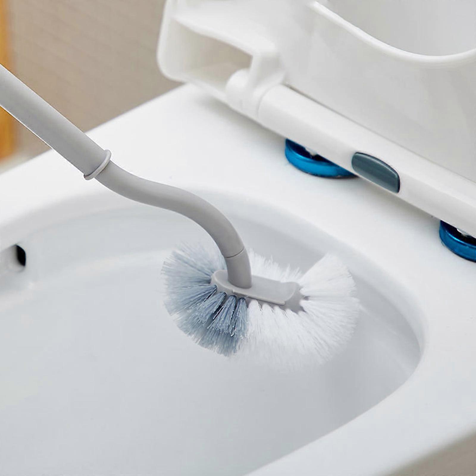 Toilet Brush & Holder with Long Handle, Wall-Mounted or Floor-to-Ceiling, Space-Saving 360° Cleaning, No Dead Angles