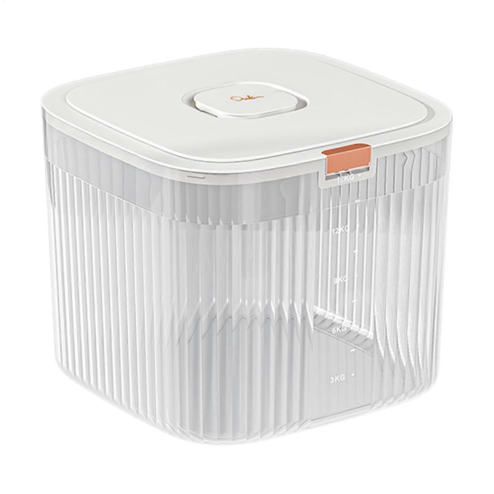 Rice Containers Airtight Transparent Dispenser For Rice And Cereal Dry Food Storage With Rice Bucket