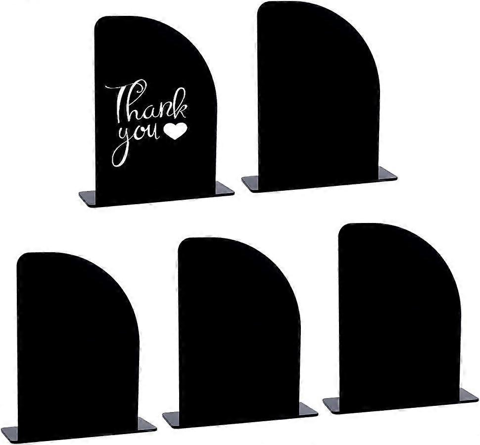 5 Pack Black Acrylic Half Arch Sign with Stand DIY Blank Wedding Memory Sign Place Card Table Number Stand for Ceremony Reception Birthday Parties Lar