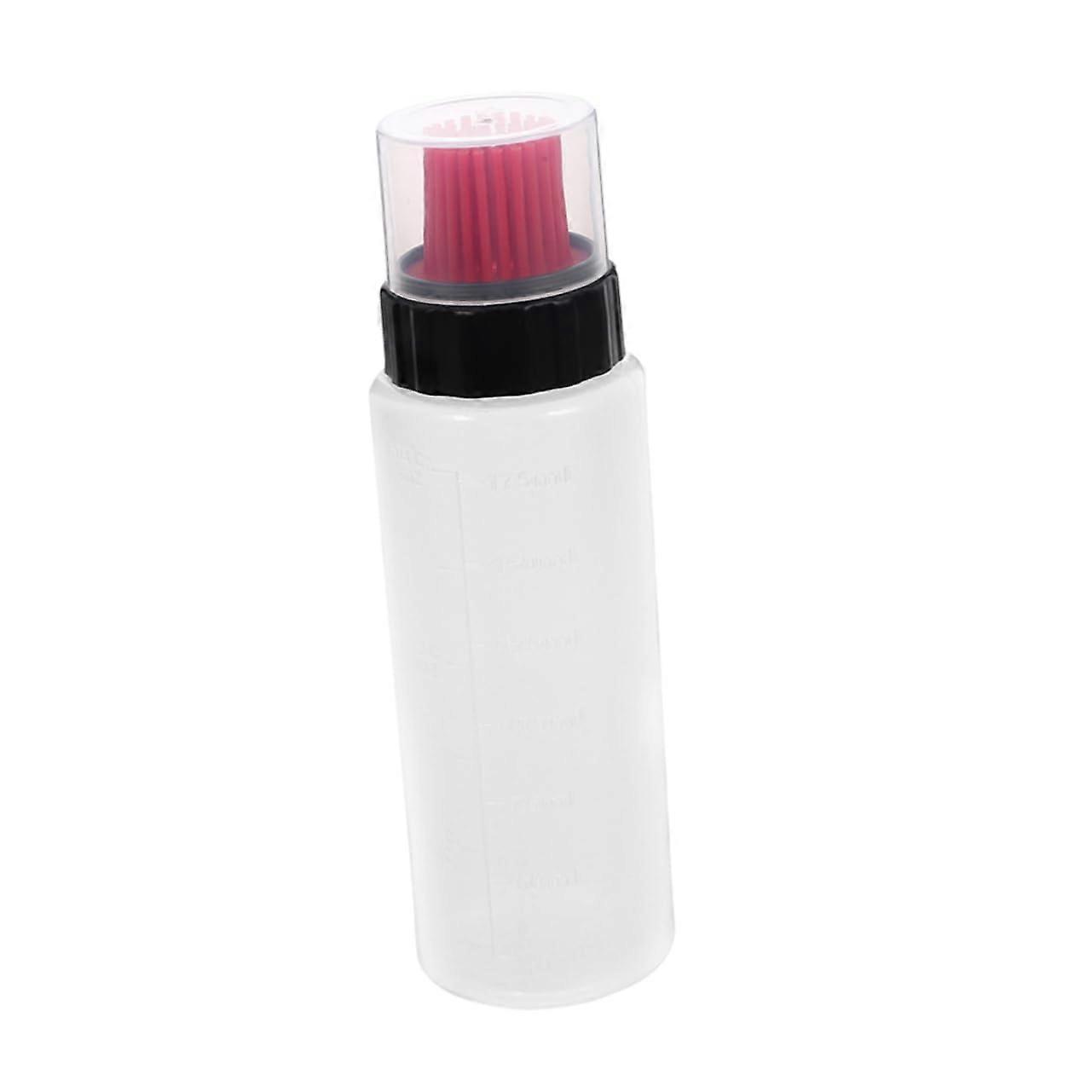 Silicone Oil Dispenser Bottle with Scale and Basting Brush for Cooking BBQ Sauce Application Red