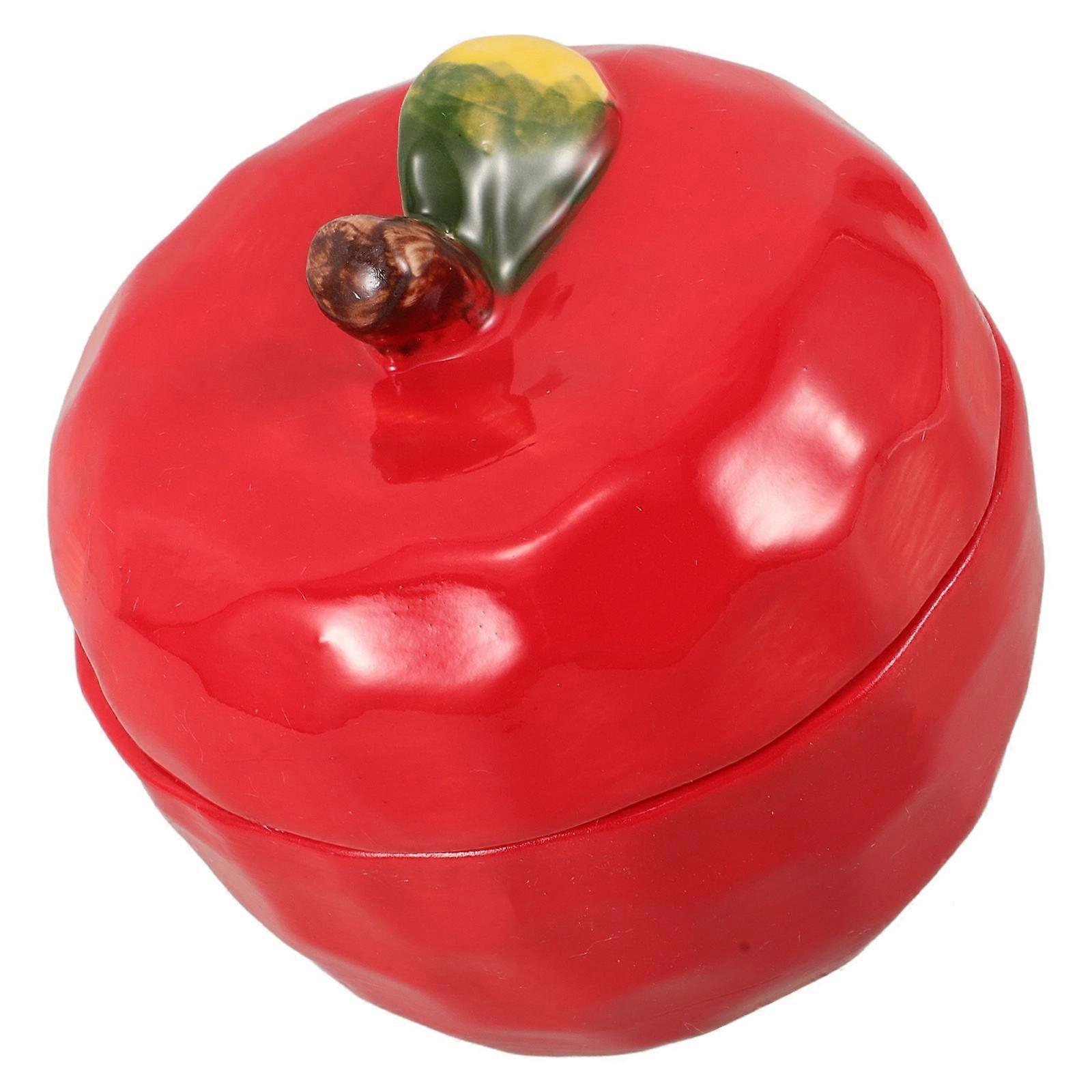 Red Apple Ceramic Jar for Storage Christmas Ceramic Candle Container