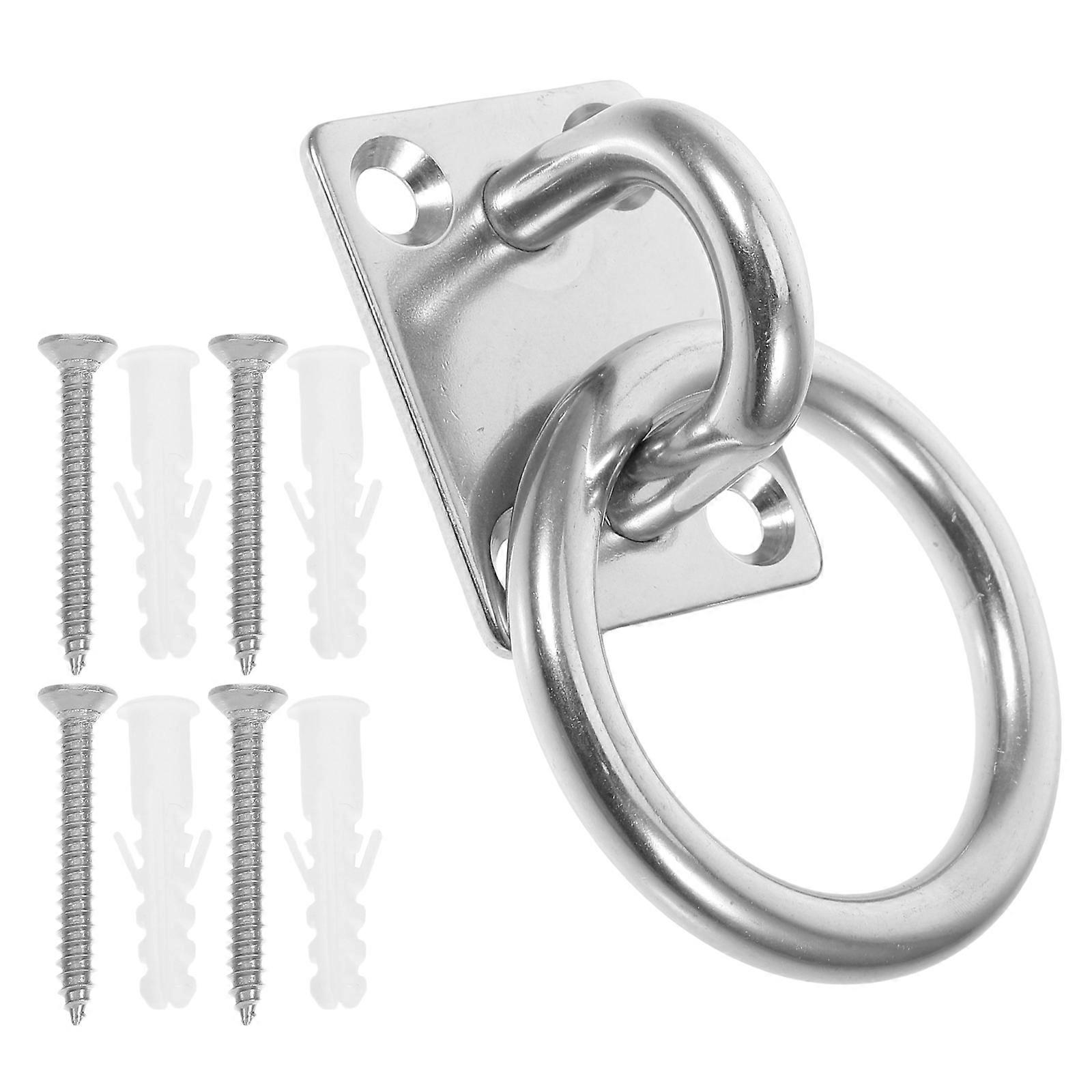 Square Eye Plate with Ring Stainless Steel for Wall Mount Hook 1Set