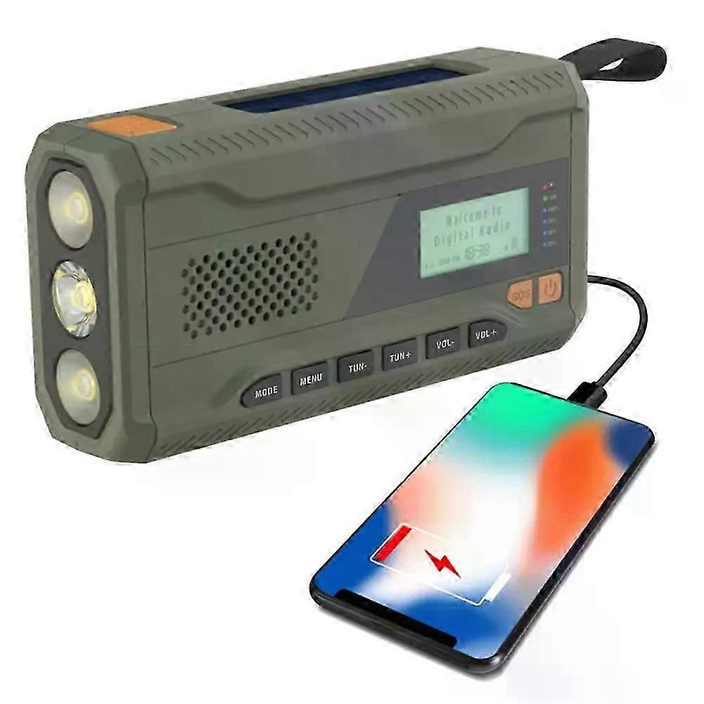 5000mAh Portable Emergency Radio Solar Hand Crank Radio DAB/FM Weather Radio with LED Flashlight Bluetooth 50 Speaker Powerbank