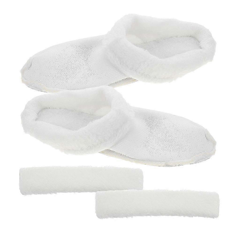 Plush Hole Shoe Inserts Slipper Cover White Cotton Material 2Pcs