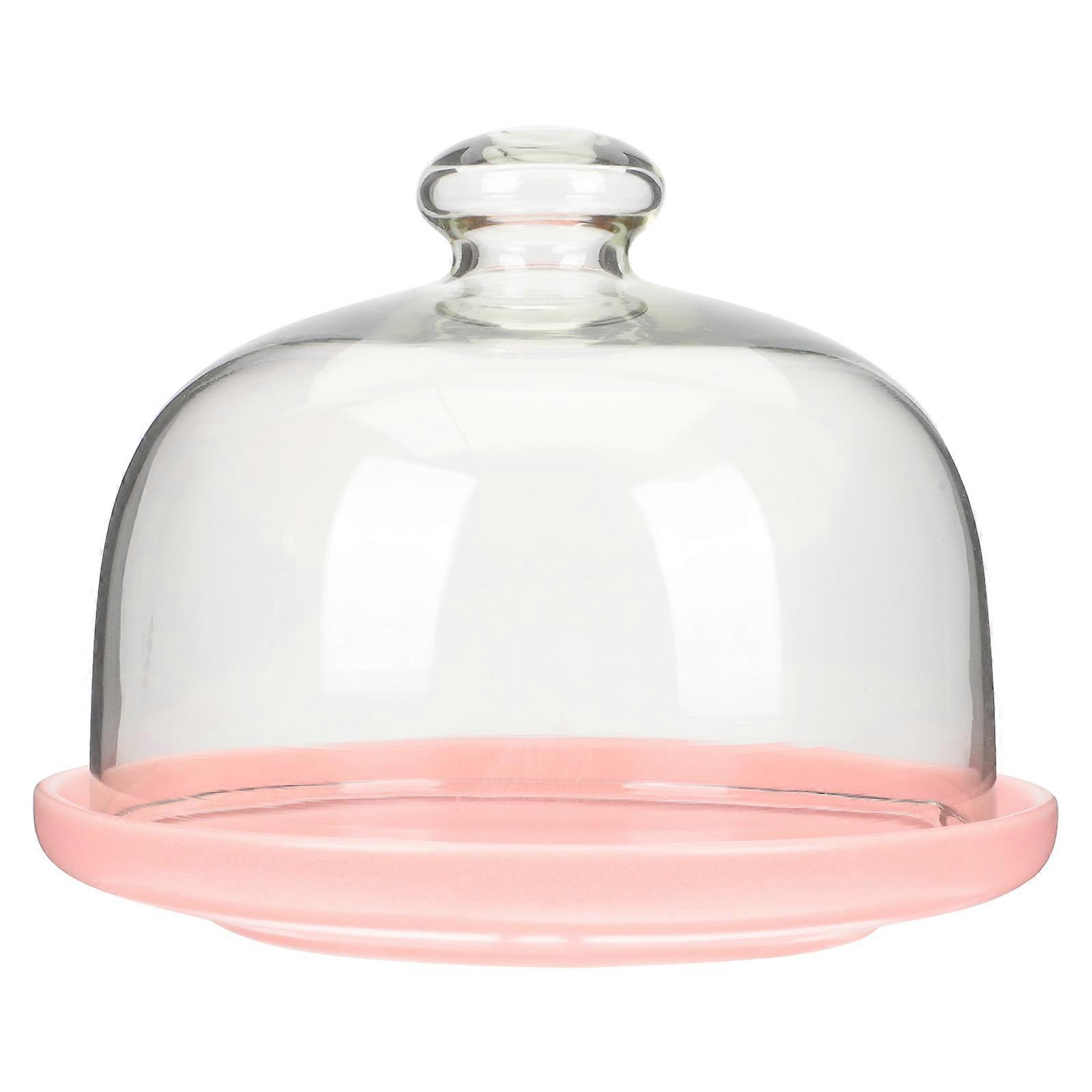 Fruit Foretaste Plate Cake Plate Server for 1Set Pink Ceramic with Dome