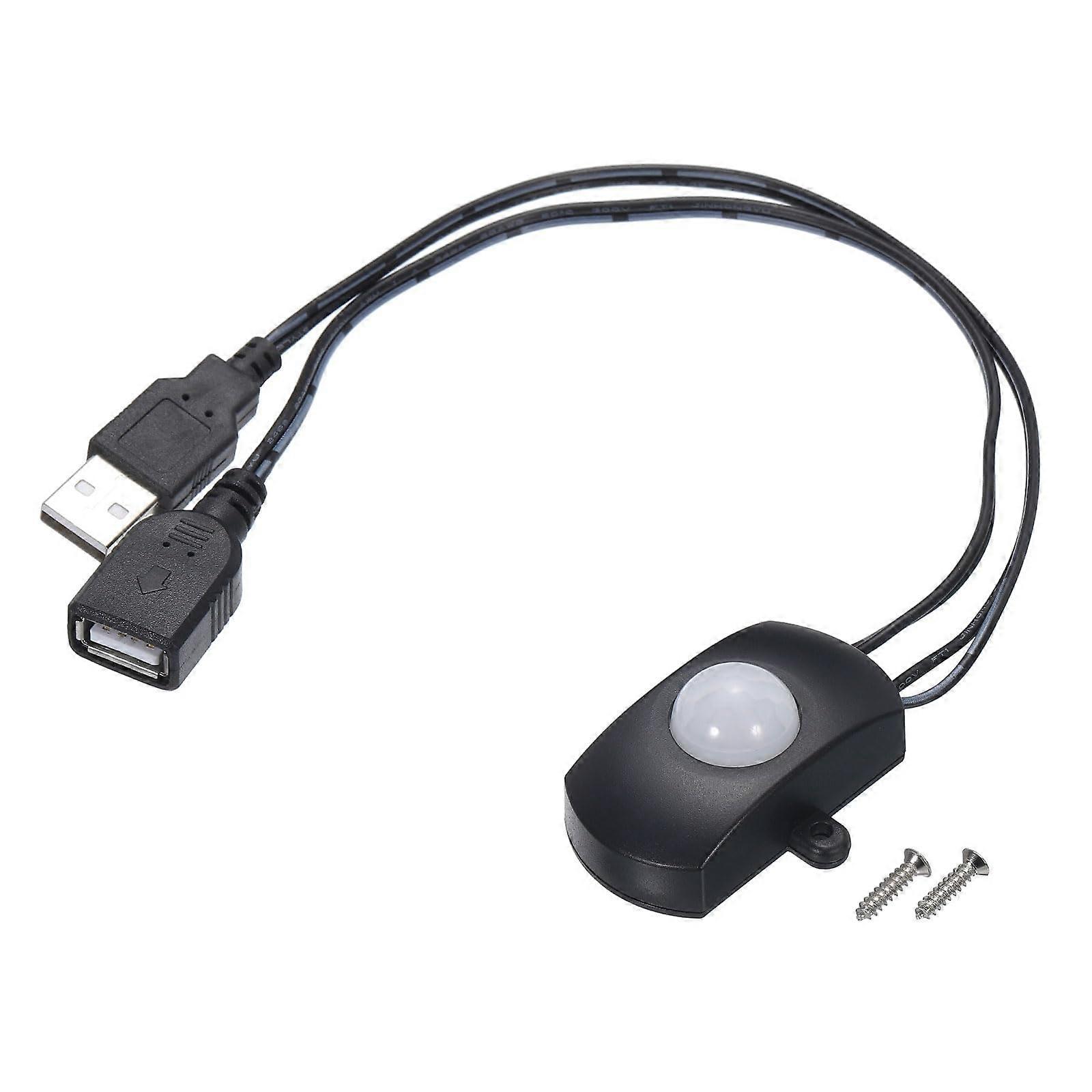 DC 5V24V PIR Motion Sensor Switch with USB Cable for LED Strip Cabinet Lighting, Black