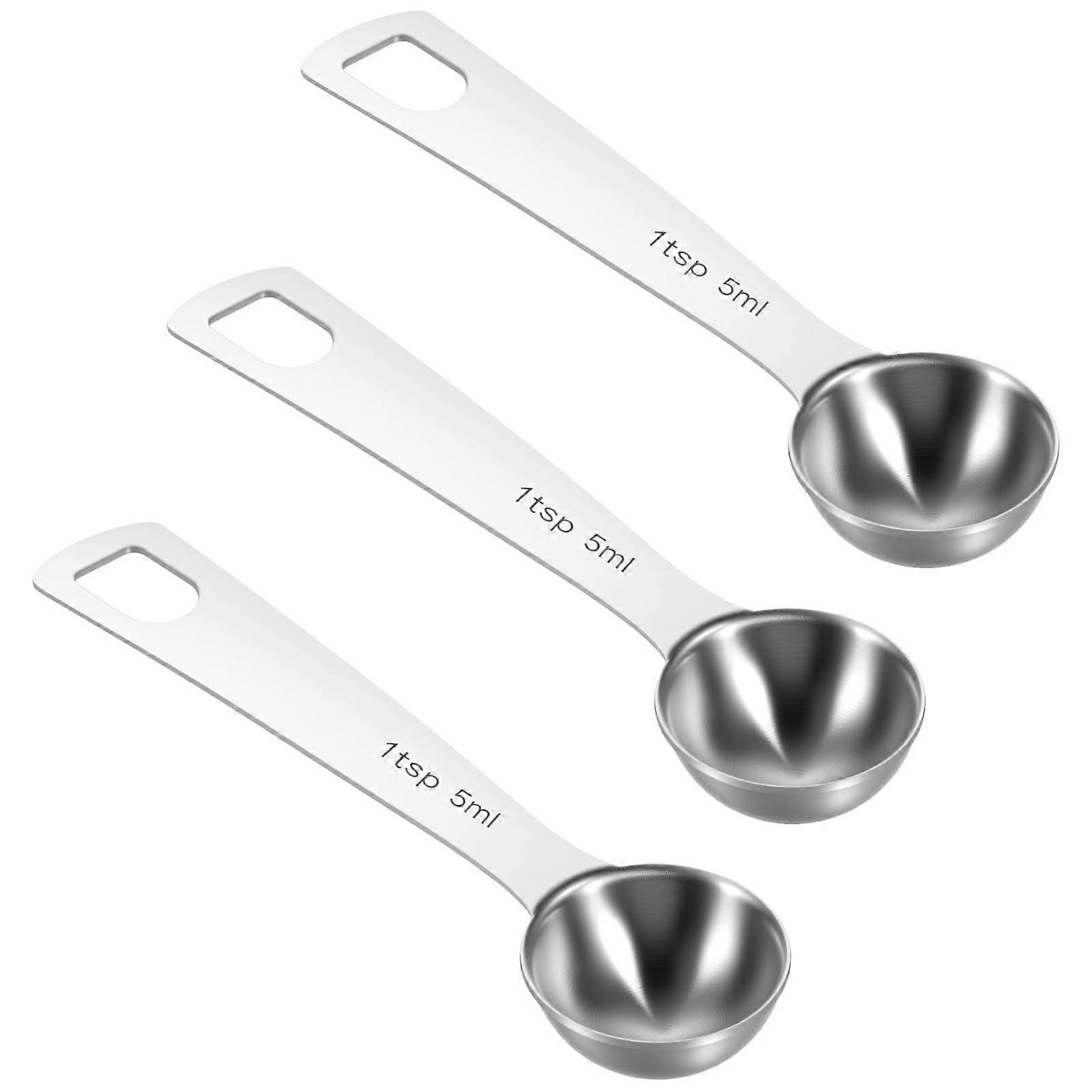3 Pcs 1 Tsp Stainless Steel Measuring Spoon Set with Accurate Markings for Baking and Cooking