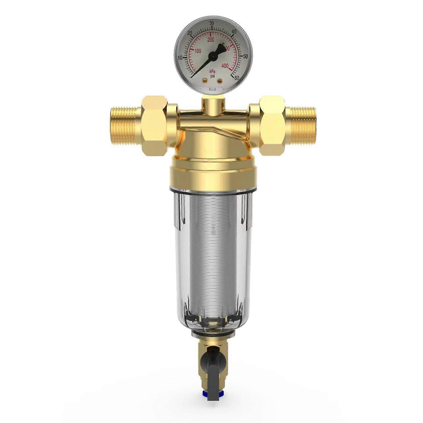 Reusable Water Sediment Filter 1/2 Inch Or 3/4 Inch Thread  Flow Backwashable Pre Filter System For Household Pipes