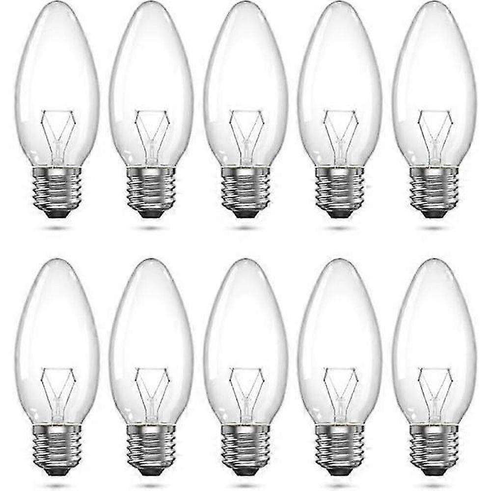 10-Pack E27 Halogen Bulb, 40W C35 Clear Dimmable Warm White 2700K