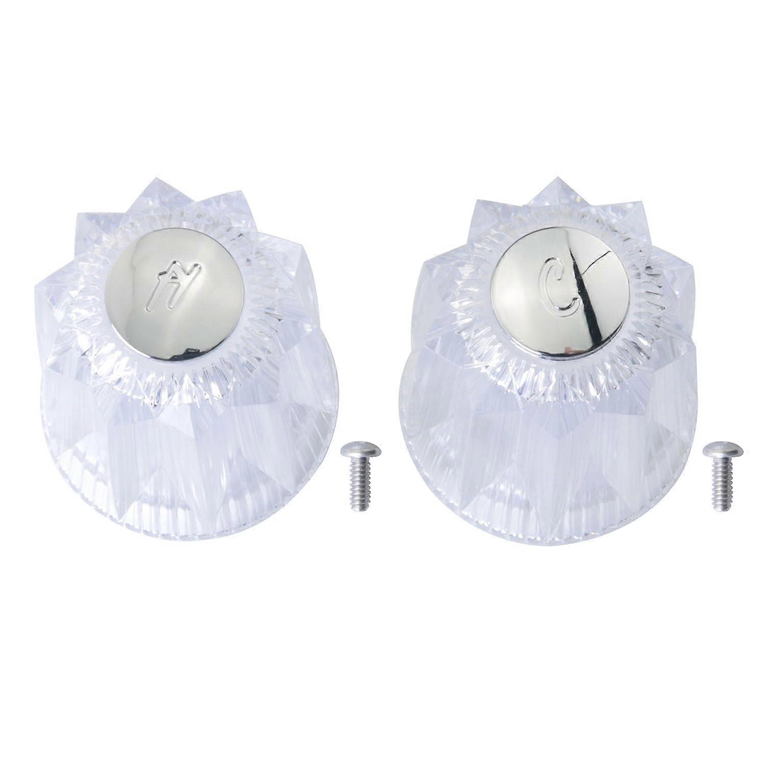 2PCS Clear Acrylic Shower Faucet Handle Replacement with Comfortable Round Grip for Bathroom