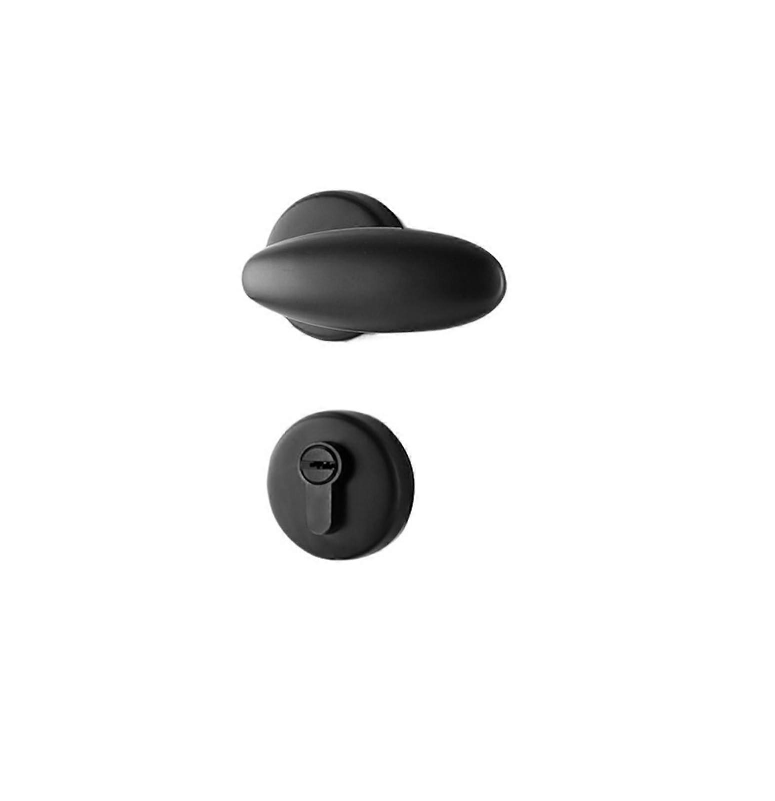 Door Lever Handle with Magnetic Silent Lock for Bedroom Interior, Sand Black H01 80 Alumina