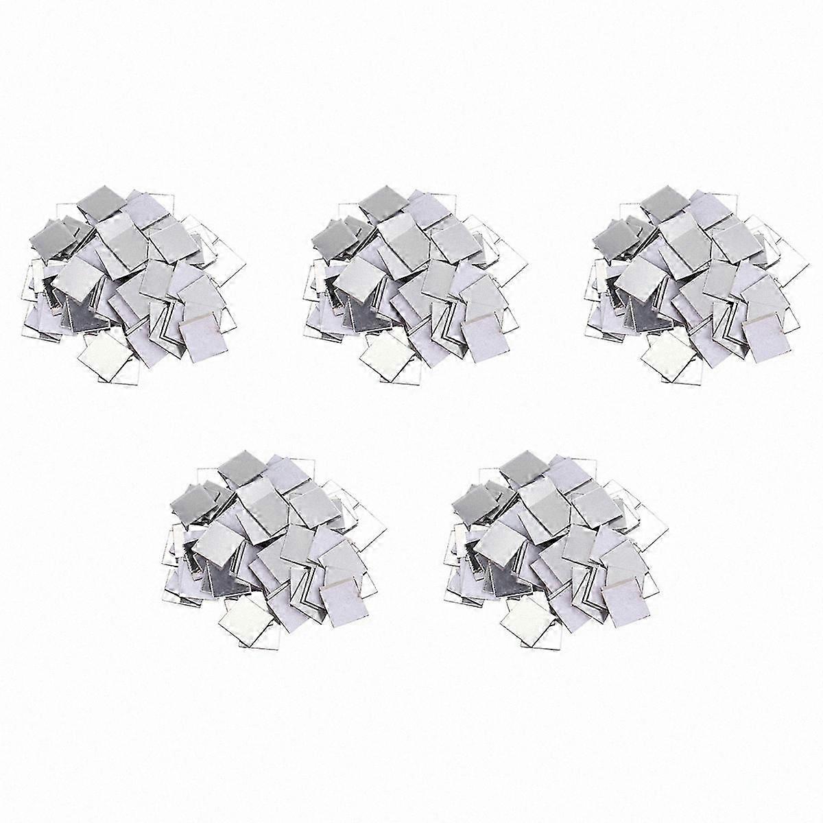 500 Pcs Mirror Tile Wall Sticker 3D Decal for Room Decor (Silver)