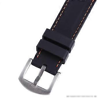 22mm klockarmband 2 st vattentätt hållbart silikonarmband för utbyte svart med orange snöre