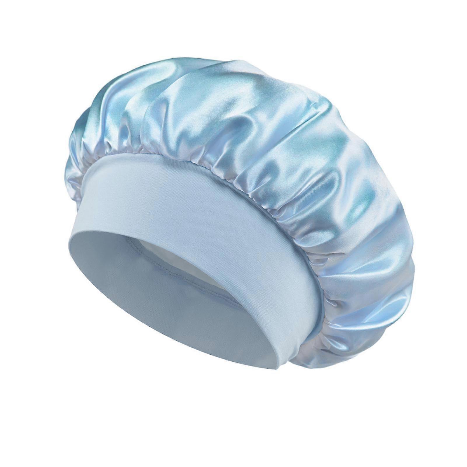 Bred brem natthette og dusjhette for hårbeskyttelse, elastisk passform, pustende polyester