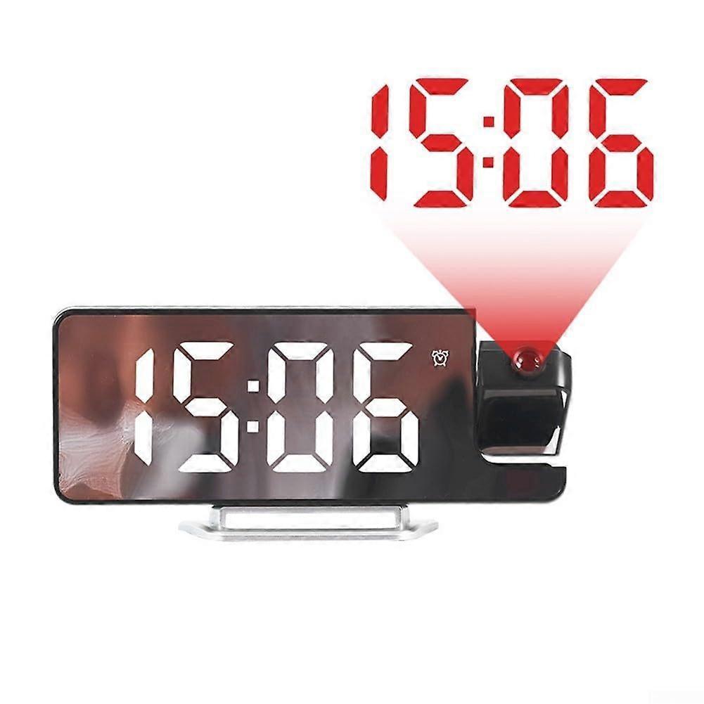 Projection Alarm Clock with Adjustable LED Ceiling Display and Temperature Sensor White Light
