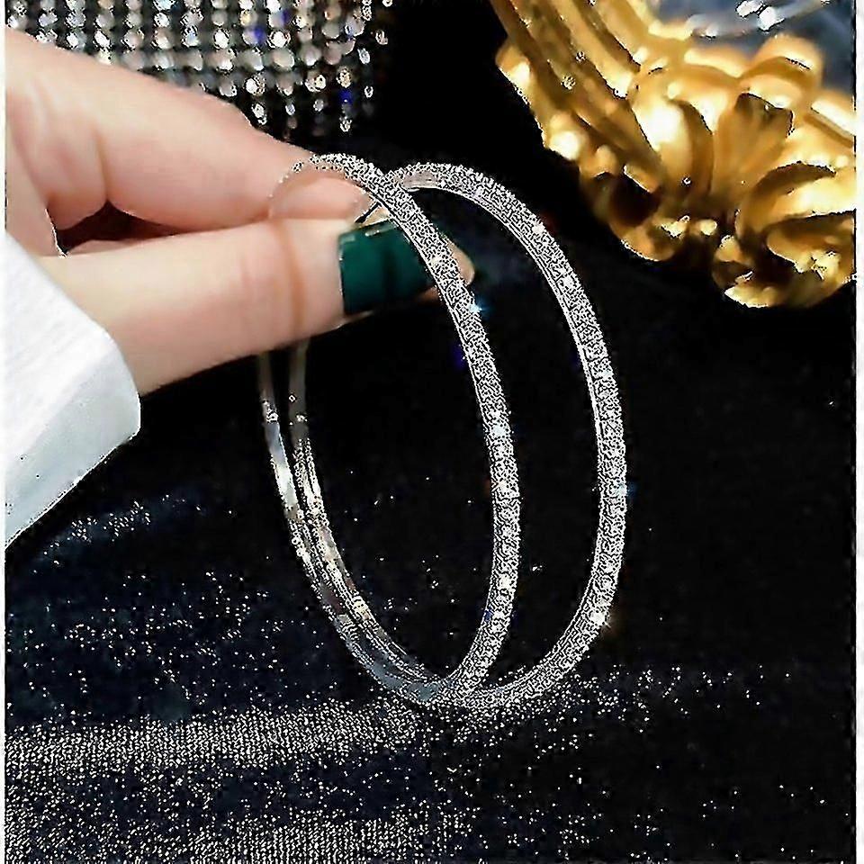 For Big Round Crystal Hoop Earrings