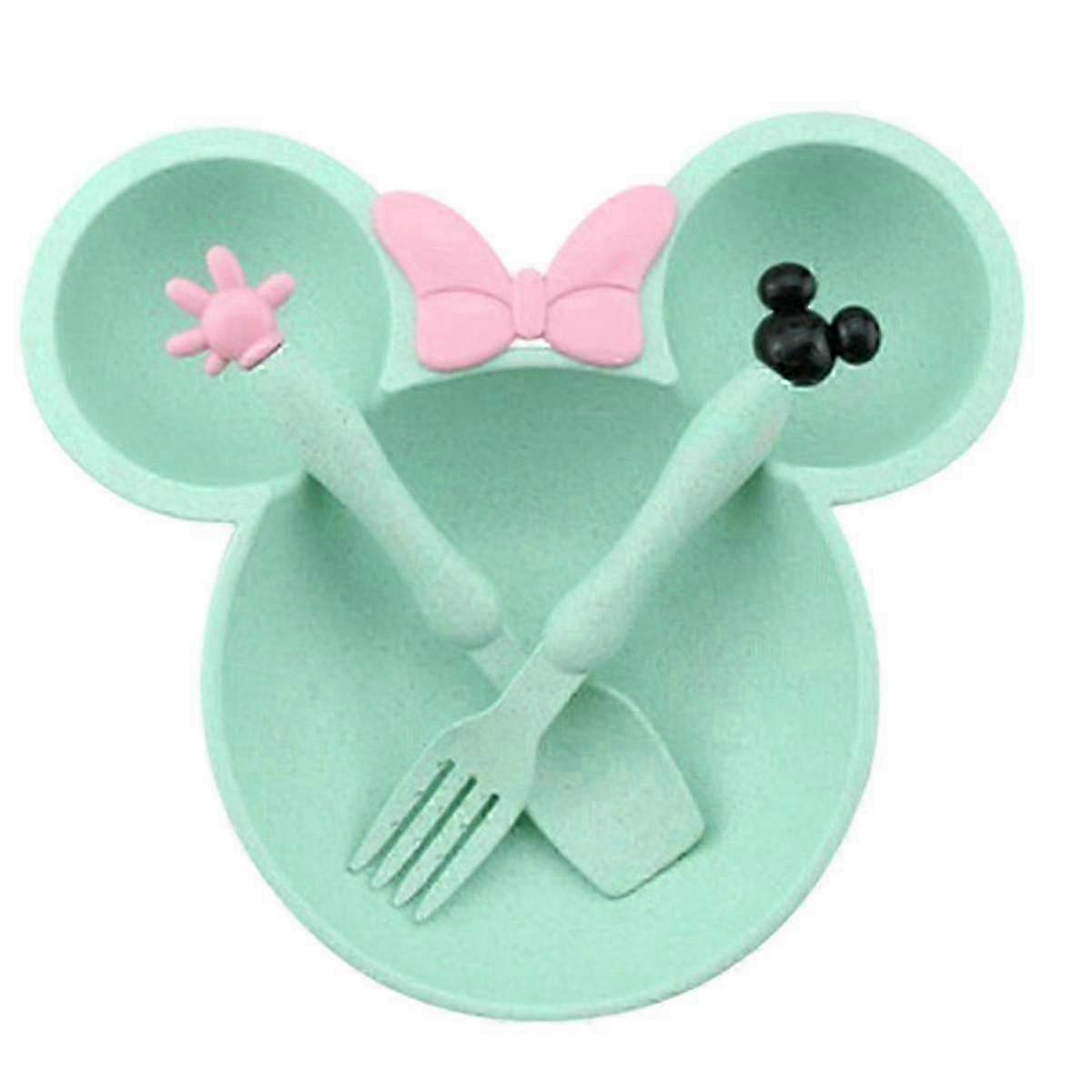 Wheat Straw Dinnerware Set with Bowknot Plates Spoons and Forks