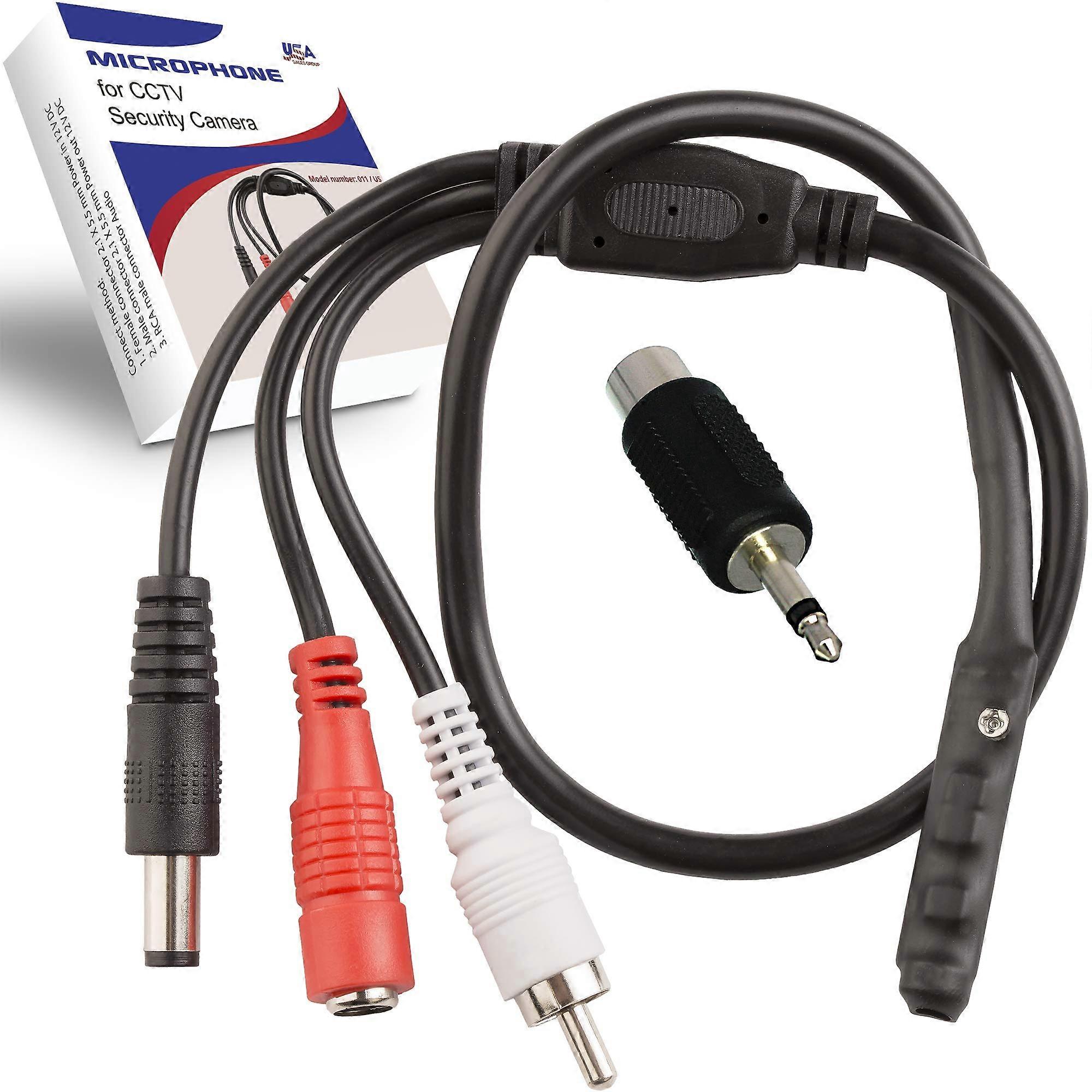 CCTV Microphone Outdoor with RCA, Auto Level, Low Noise, Sensitivity Audio Pickup for Security Camera