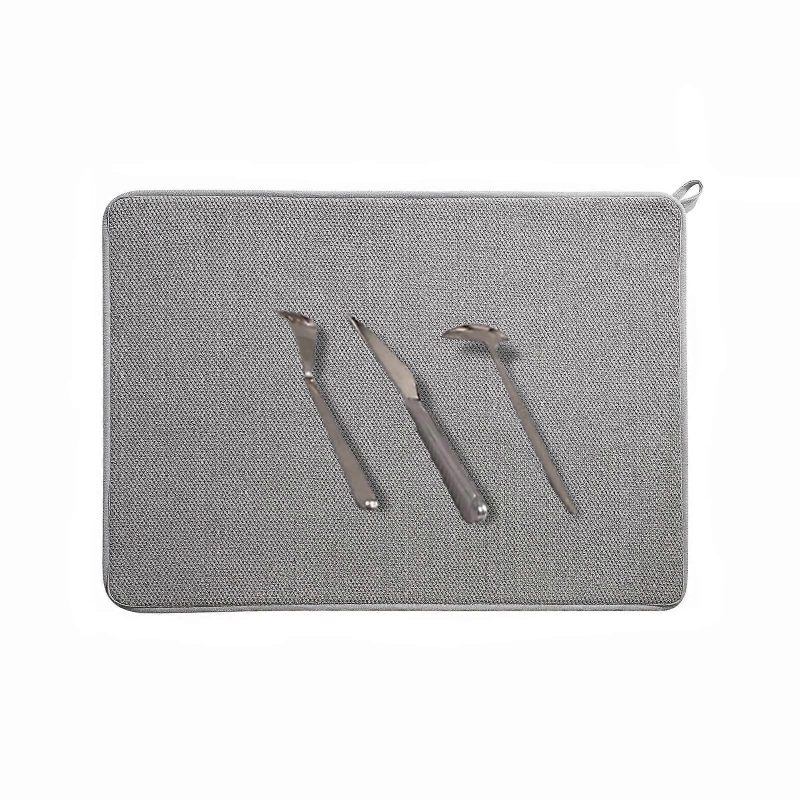 Large Microfiber Dish Drying Mat 20x15 Ultra Absorbent Grey Kitchen Counter Mat Scratch Protection