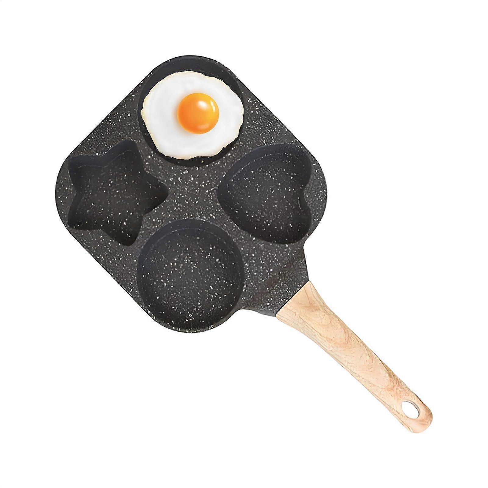 Non Stick Egg Pan 4 Cup Pancake Pan with Fun Shapes and Ergonomic Handle for Kitchen Camping