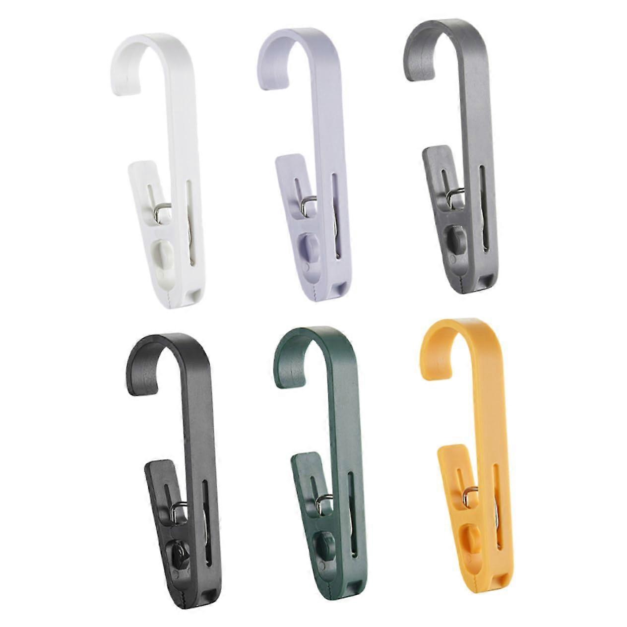 6pcs MultiColor Adjustable Clothes Hanger Clips with AntiSlip Grip for Closet Organization
