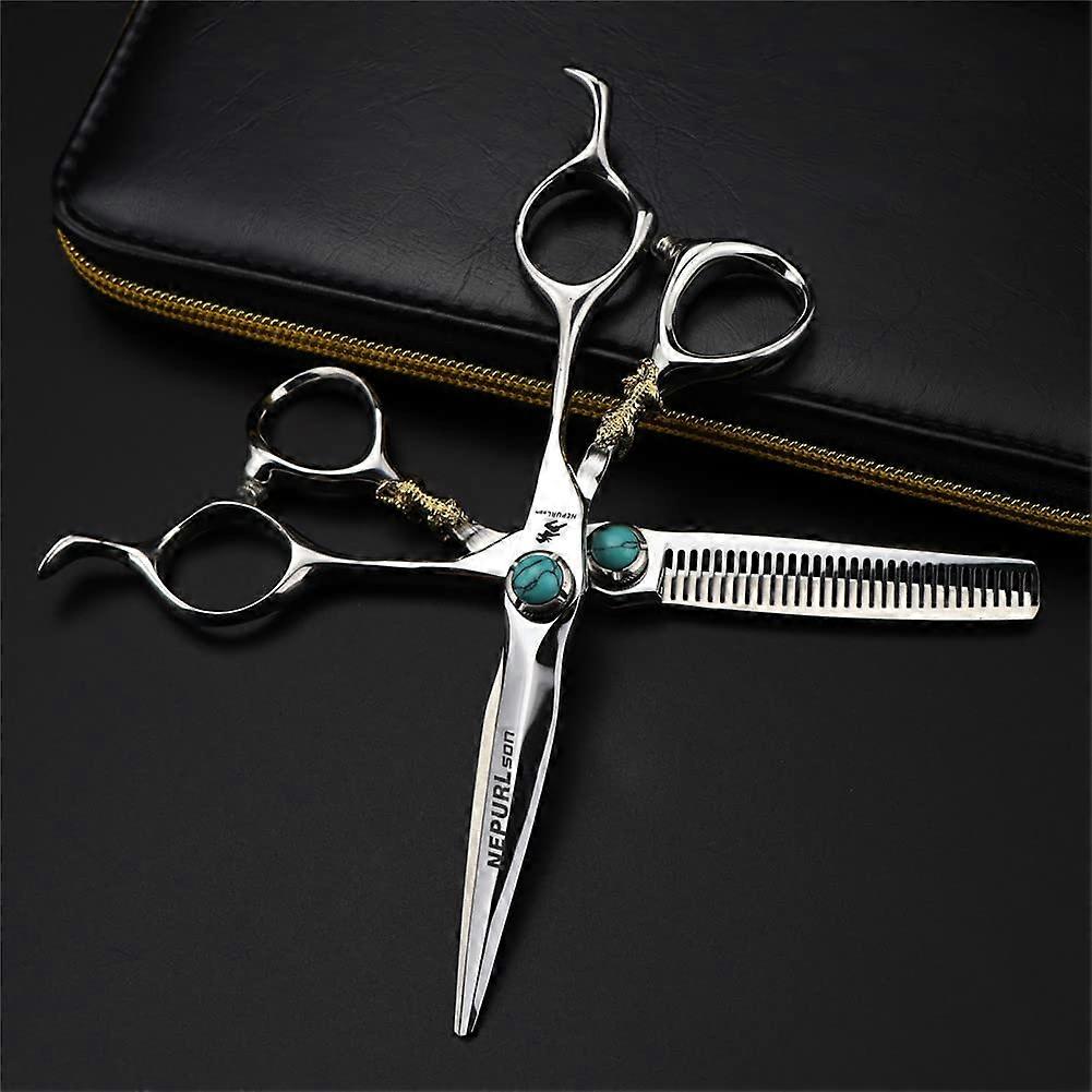 Professional Barber Scissors Set 6 Inch Japanese Stainless Steel, Ergonomic Offset Handle, Precise Sharp Cutting