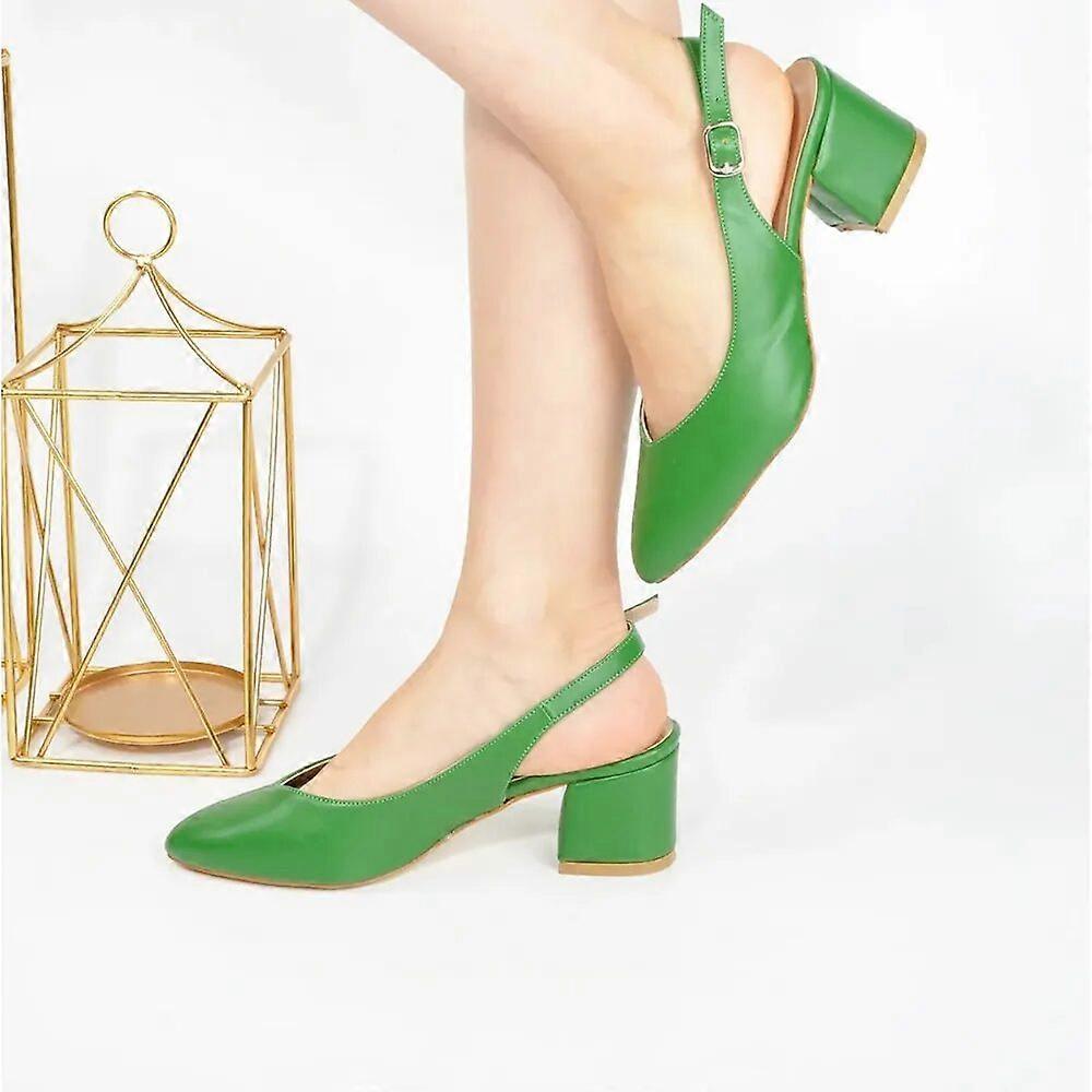Green Ankle Strap Block Heel for Women MA-028