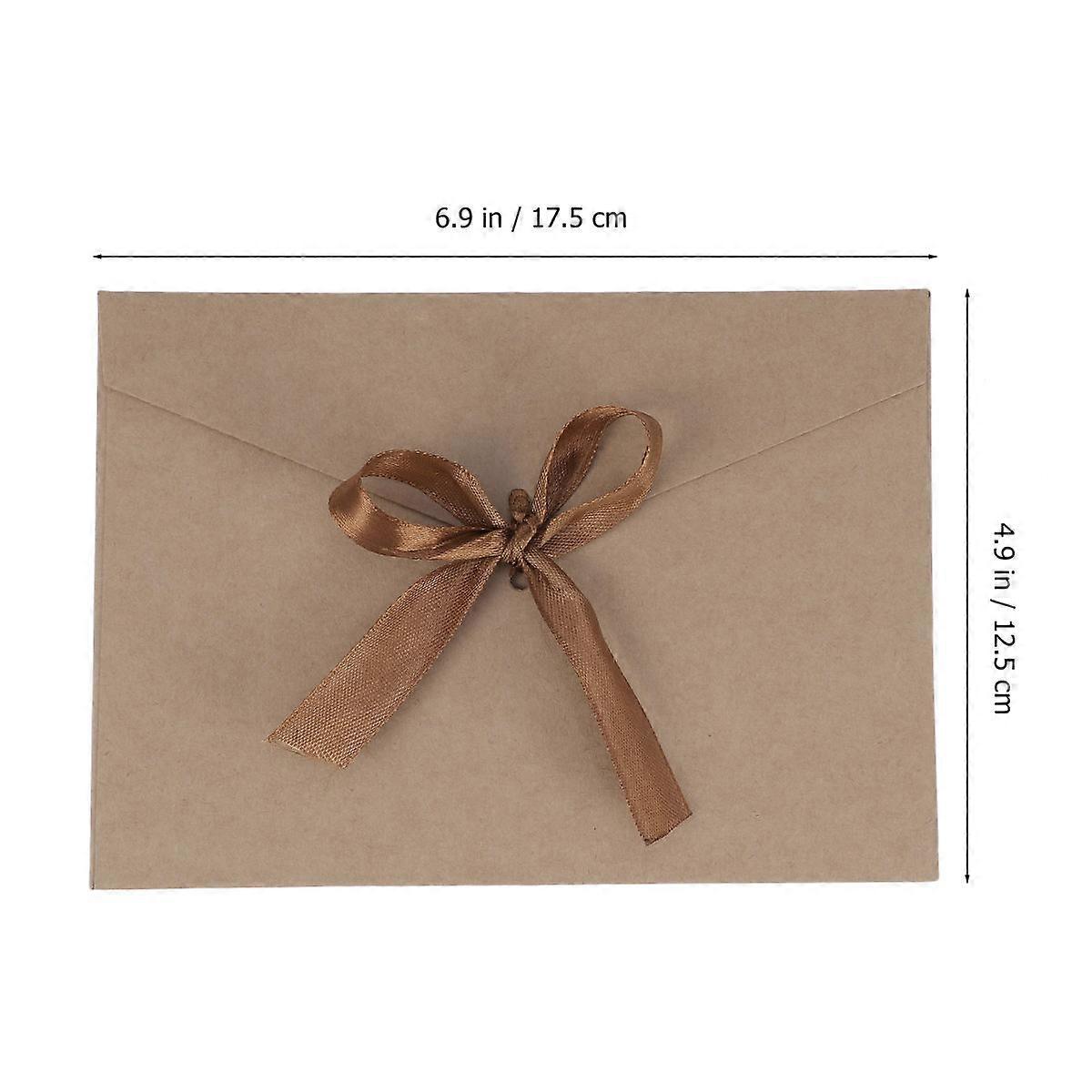 Creative Bow Retro Envelopes for Wedding Invitations 10Pcs Khaki