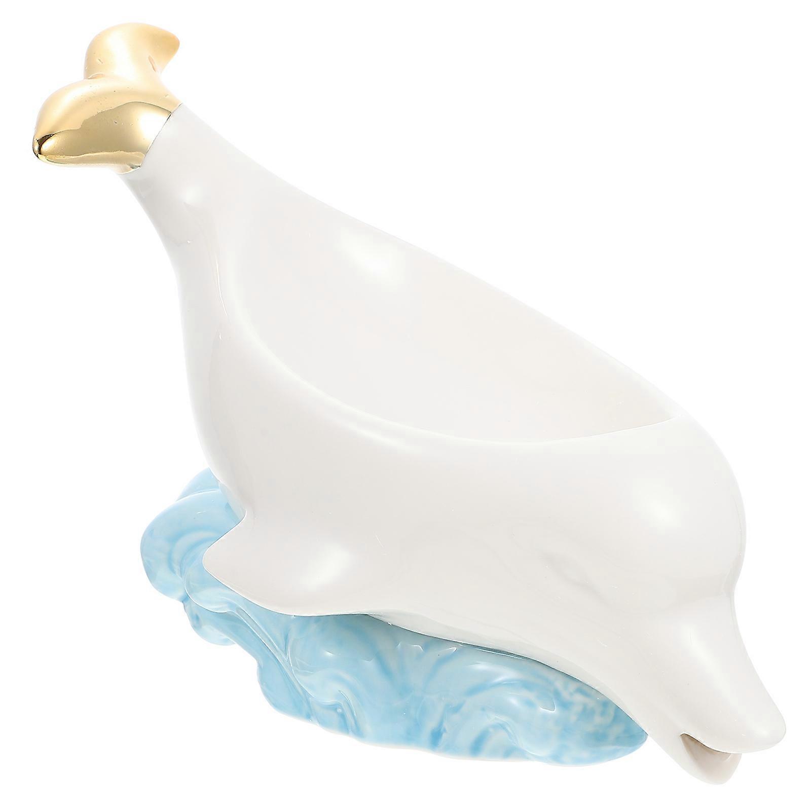 Ceramic Soap Tray Dolphin Soap Holder for Storage Use Bathroom