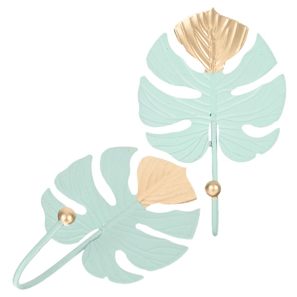 Mini Hook Monstera Leaf Wall Hook for Keys Towels 2Pcs Creative Metal Hooks