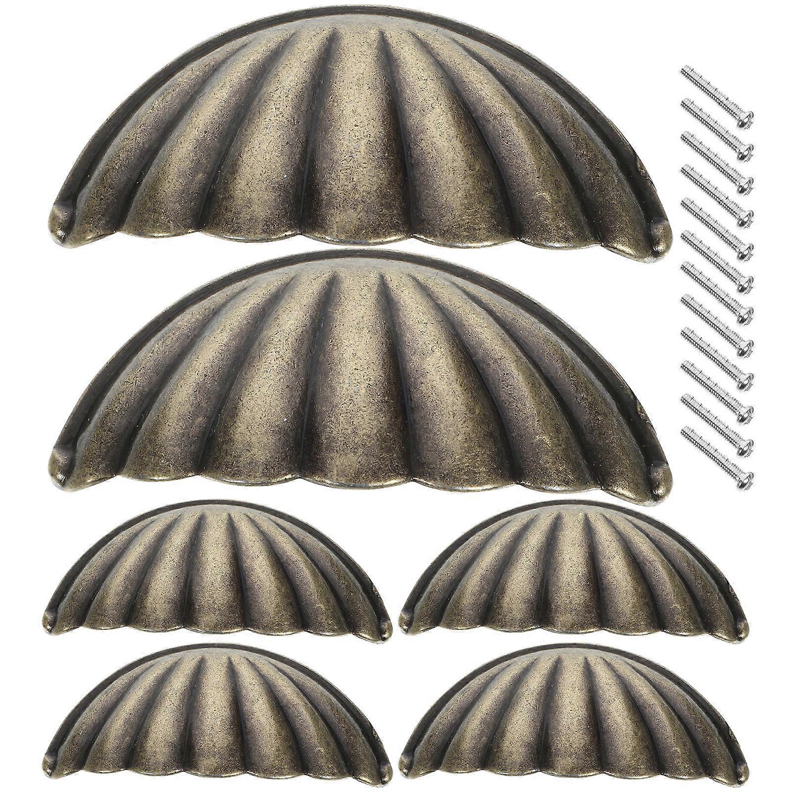 Vintage Shell Shape Drawer Knobs Decorative Cabinet Handles for Home Decor 6Pcs