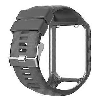 Silicone Watch Band Replacement Strap Compatible for TomTom 2 Grey Adjustable Full Screen Access 1Pc