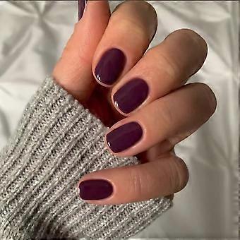 Bruna Press on Naglar Set Korta Akryl Lösnaglar med Design Återanvändbart Lim för Kvinnor 24 Styck