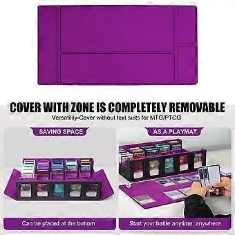 Scatola porta carte collezionabili con finestra, custodia per mazzi a 5 file con coperchio rimovibile, scatola per mazzi di carte per giochi di carte sportive, nera e viola