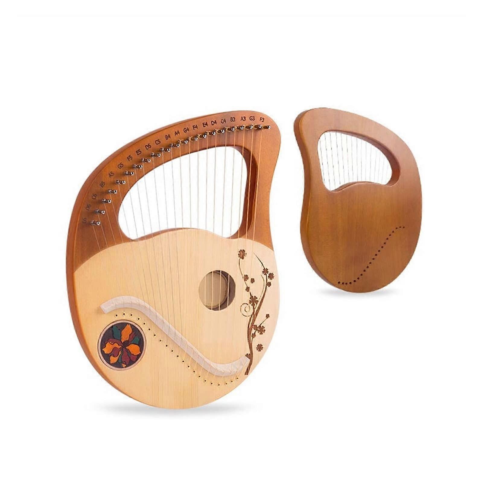 Lyre Harp 21 String Mahogany Solid Wood with Responsive Metal Strings and Clear Balanced Tone