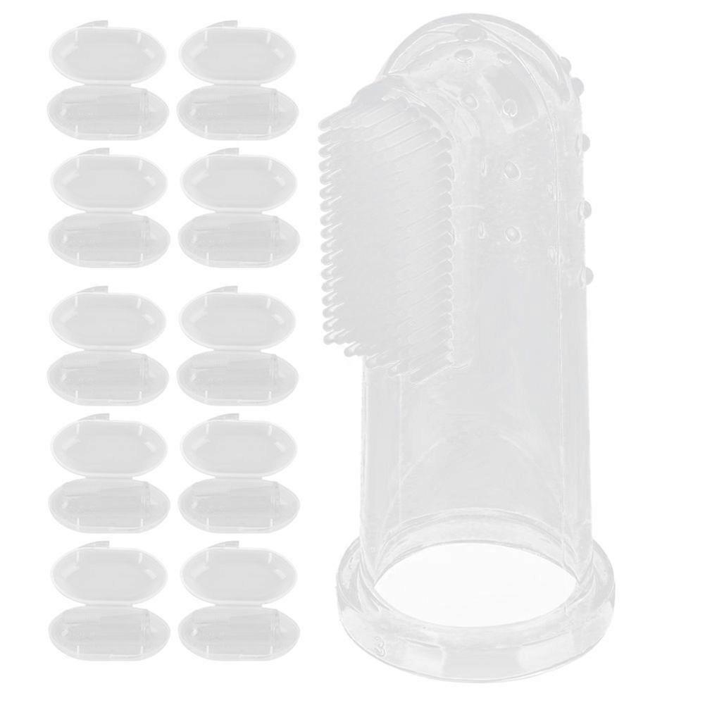 10 Pack Soft Silicone Toothbrushes for Newborns, Clear Shell
