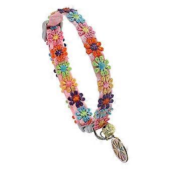 Collare regolabile per animali domestici, con fiore in pizzo colorato, per cani e gatti, colori assortiti.