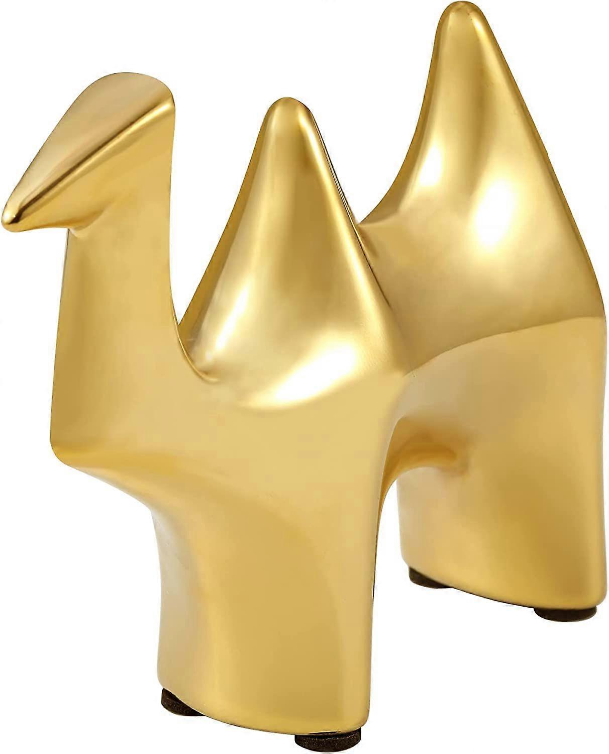 Oro piccolo cammello Decor accenti Statue di animali Sculture carino Home Decor, ornamenti decorativi in ceramica in stile moderno per soggiorno camera da letto ufficio