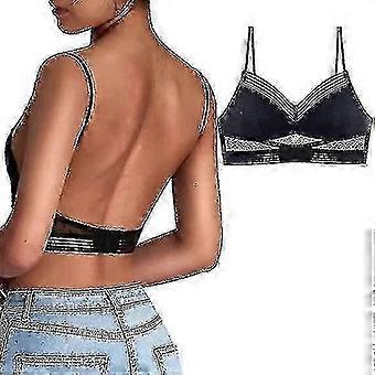 SNDO-Low Back Wireless Lifting Lace Bra, U Shaped Bra Push Up Backless Bra Deep V Invisible Low Back Bra