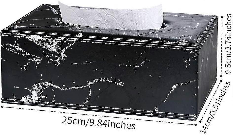 Rechteckige Ledertaschentuchbox (schwarzer Marmor)