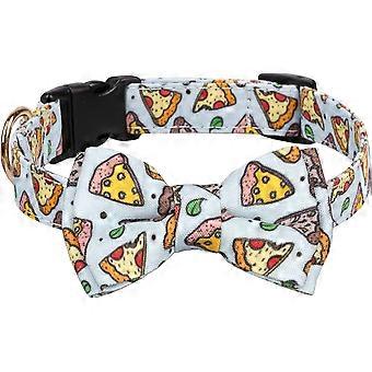 Dog Collar for Large Medium Dogs Breakaway Adjustable Bowtie Detachable Cute Personalized Pizza S Pizza S: W-0.6"/L-9.5"~13.5"