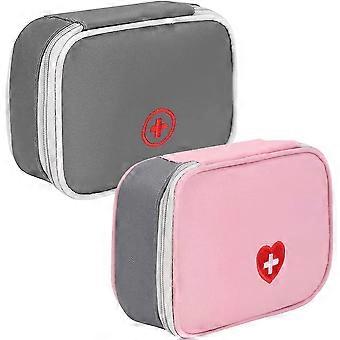 2 Pieces First Aid Kit, Mini Empty First Aid Kit, Portable Medicine Bag, For Adhesive Tape, Safety Pins Medical Accessories, Scissors, Tweezers, Banda