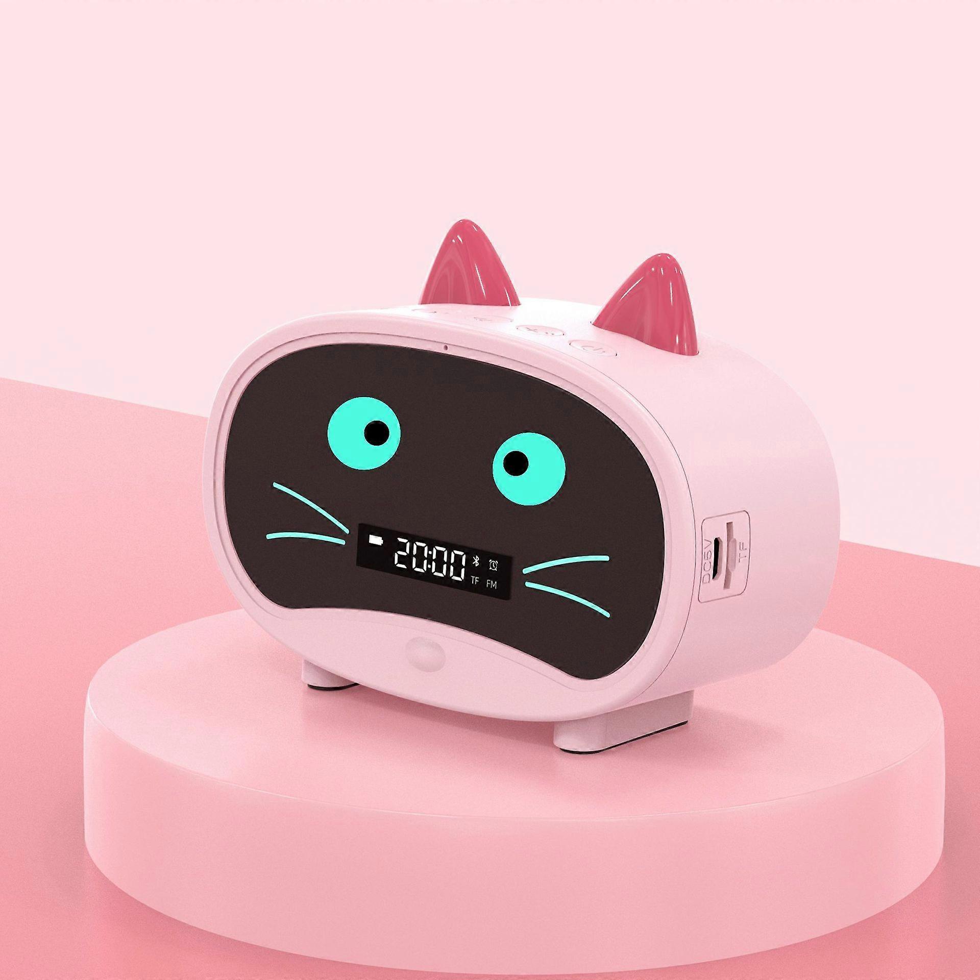 Pink, bluetooth alarm clock with speaker