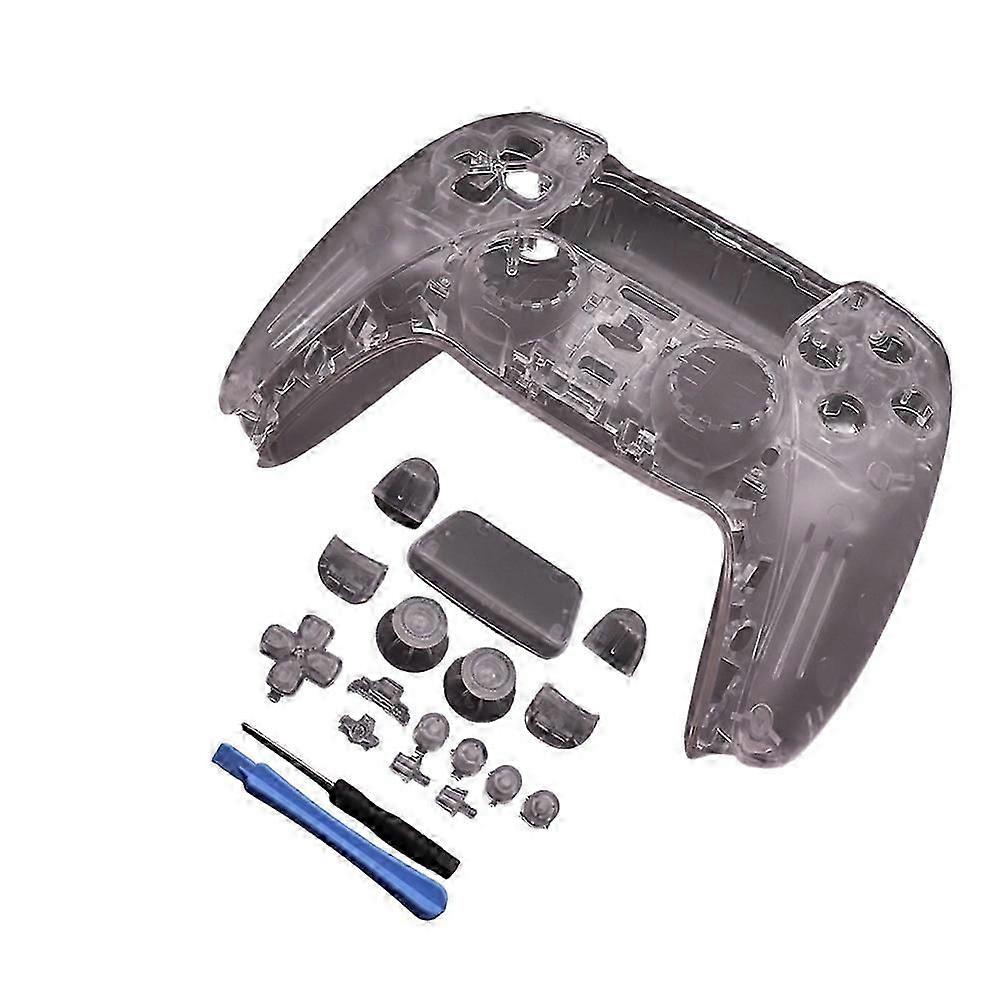 Full Set Clear Housing Shell for PS5 Controller Custom with Buttons,Touchpad Cover&Transparent Protective Case Skin Kit